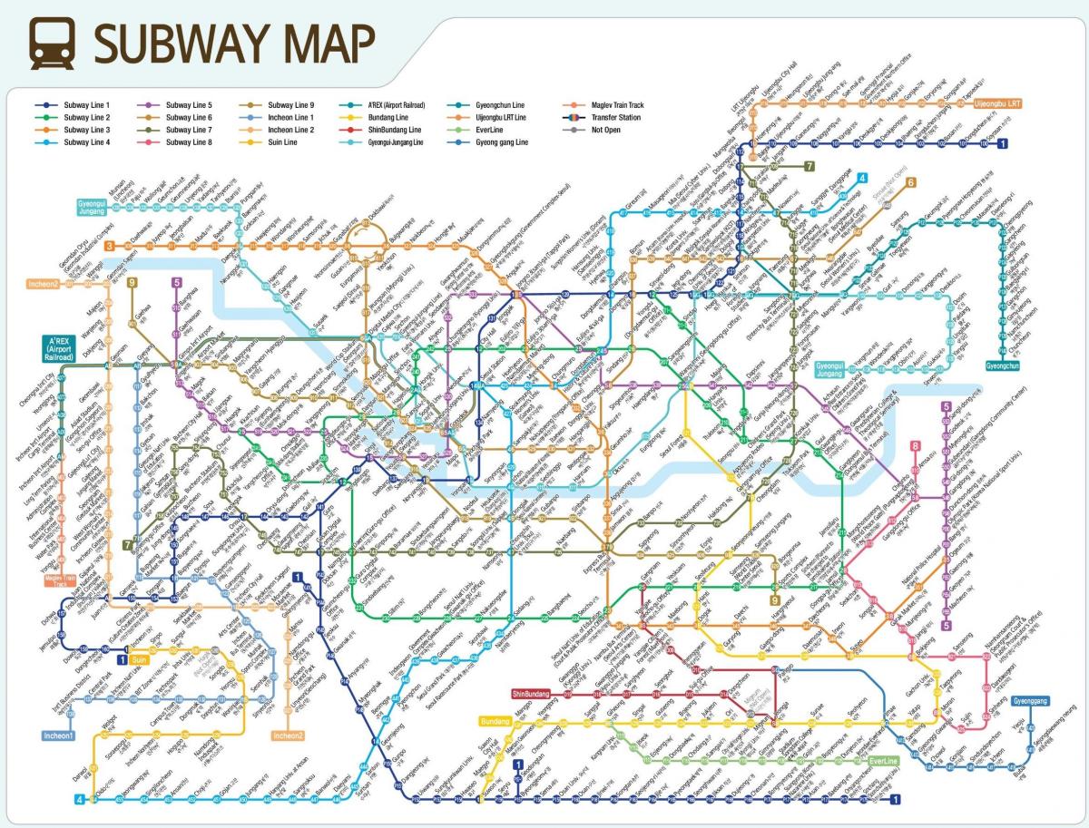 Karte der U-Bahn-Stationen von Seoul
