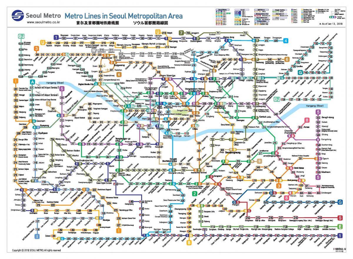 Karte der Bahnhöfe von Seoul